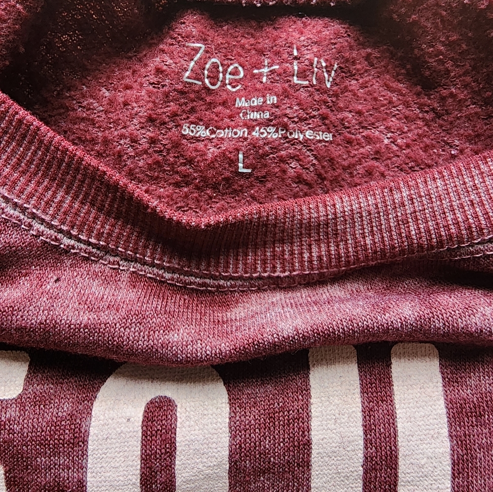 Zoe + Liv Maroon/Burgany Graphic Sweatshirt - Picture 3 of 3